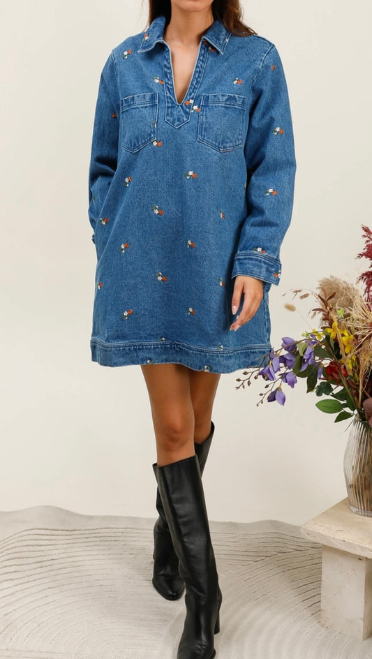 ROBE BRODÉE DENIM