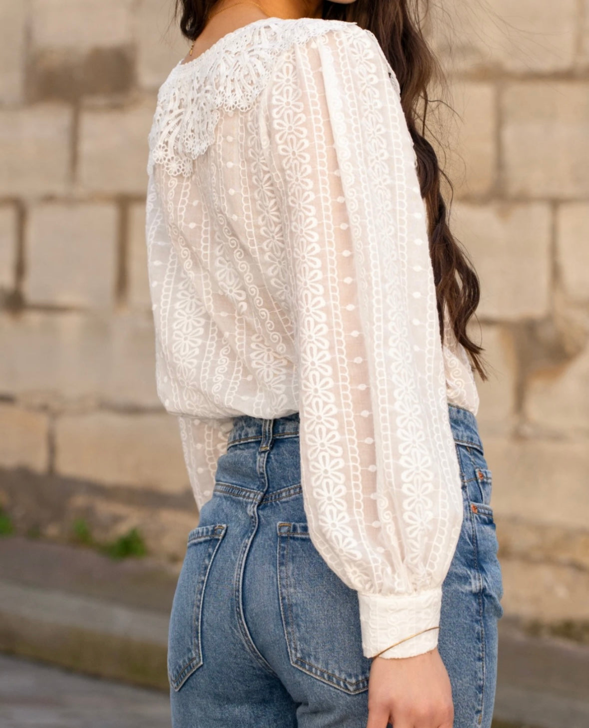 Chemise en coton col claudine
