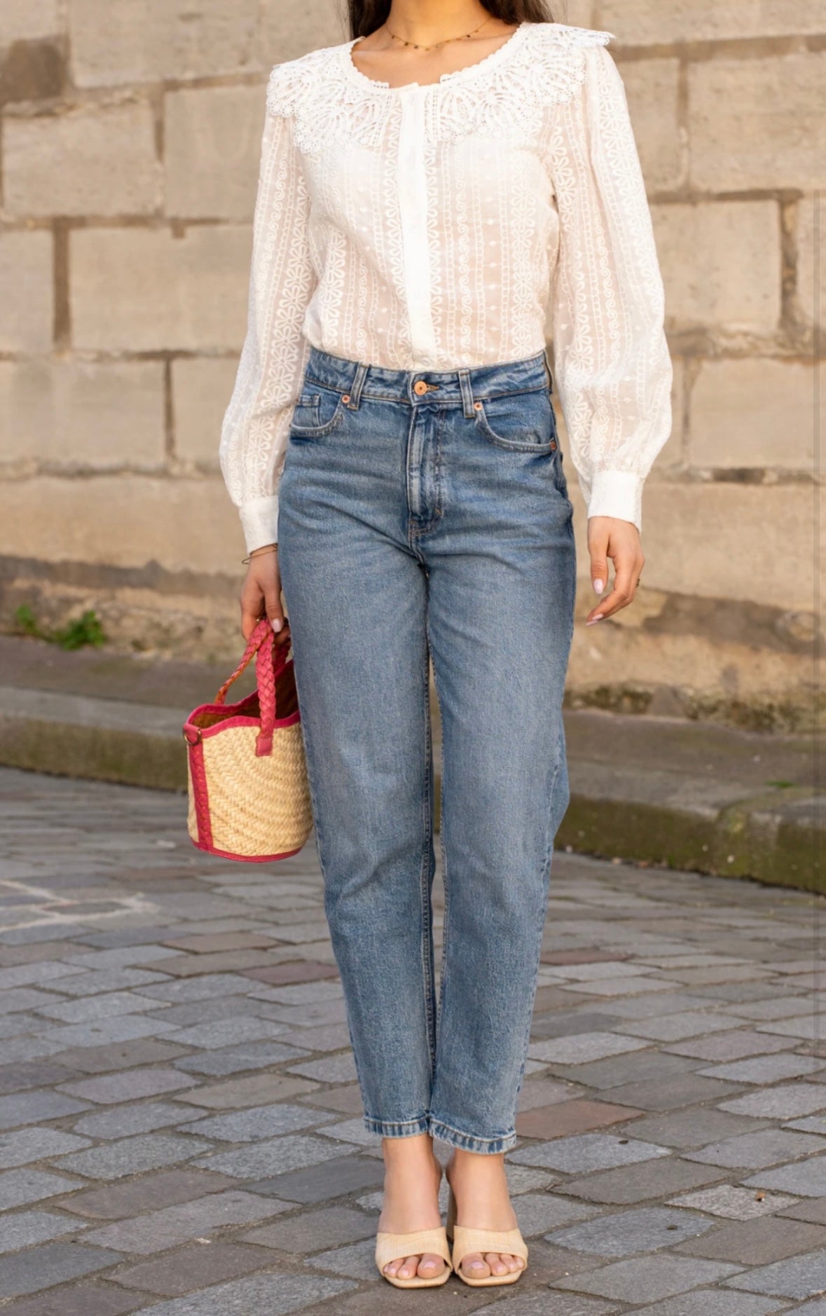 Chemise en coton col claudine