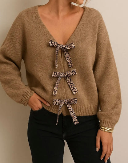 Cardigan à Nœuds Léopard