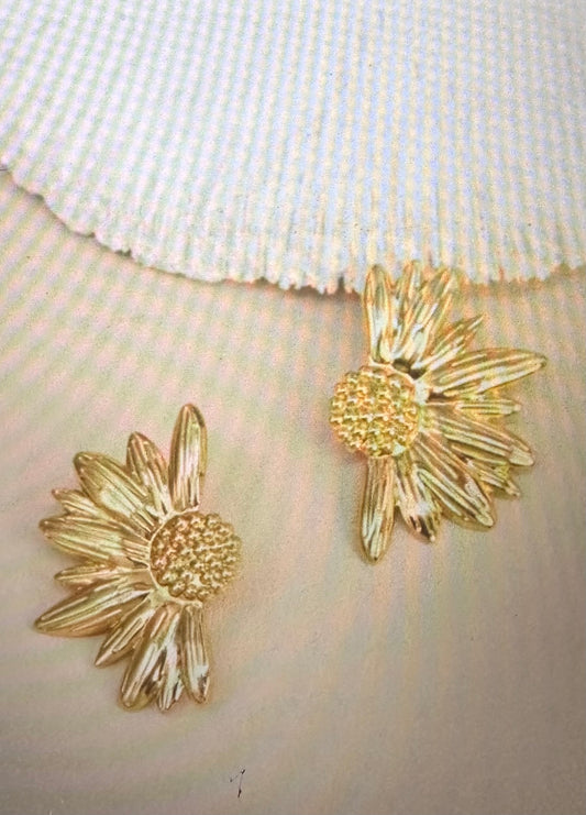 Boucles d’oreilles fleur dorée en acier inoxydable – Design tendance