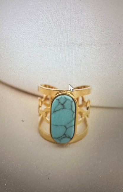 Bague Ajustable en Acier Inoxydable avec Pierre